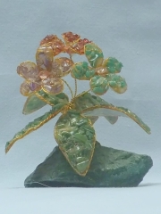 Drei Blumen (± 7 cm) mit Jaspis, Amethyst und Türkis